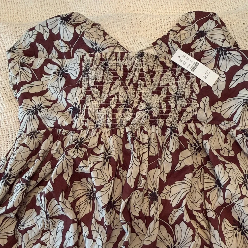 J. Crew Brown and Cream Floral Halter Maxi Dress